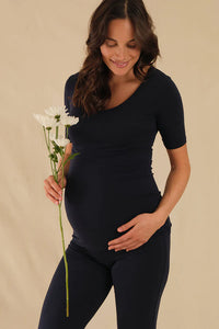 Thumbnail for Organic Bamboo Above Elbow Scoop Maternity Top Top from Bamboo Body maternity store australia