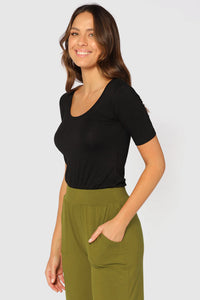 Thumbnail for Organic Bamboo Above Elbow Scoop Maternity Top Top from Bamboo Body maternity store australia