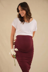 Organic Bamboo Long Ruched Maternity Skirt Maternity Skirt from Bamboo Body maternity store australia